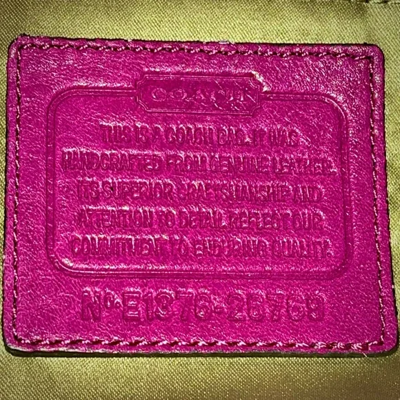 COACH Pebbled Leather Tote Shoulder Bag Magenta Pink Gold Hardware - 2 Hang Tags - Picture 6 of 14